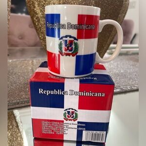Republica Dominicana Red White and Blue Flag Souvenir Ceramic Coffee Mug